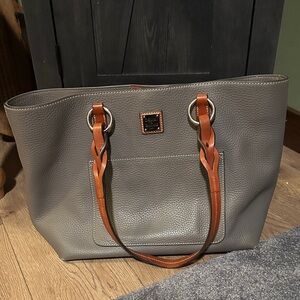 Dooney & Bourke Gray Tote with Brown Straps